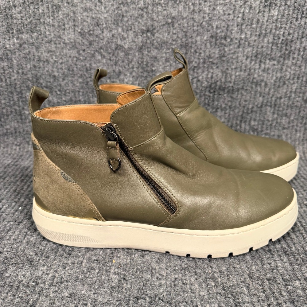 Vionic Brinkley Ankle Boots Shoes Leather Green Camo Women 8.5 Fall Comfort